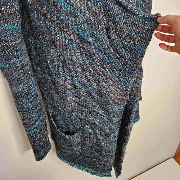 Zadig & Voltaire Cascade  Open Front Chunky Knit Cardigan Sz S Blue Grey Melange - Picture 6 of 11
